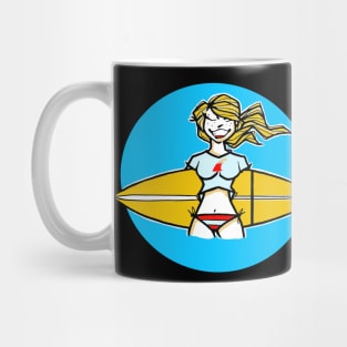 Surfer Girl Surfrider Beach Malibu California Mug